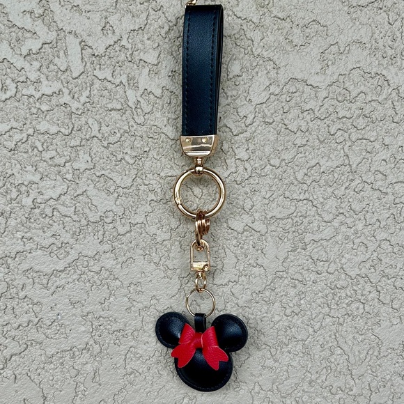 Adorable Black & Red Minnie Leather Keychain/Bag Charm - Picture 3 of 6